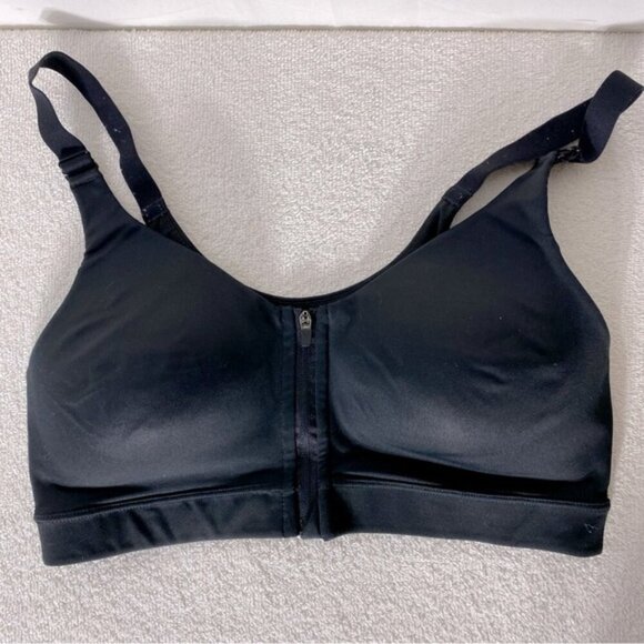 5/$25 Old Navy Active Black Front Zip Closure Sports Bra 34C - Picture 2 of 15